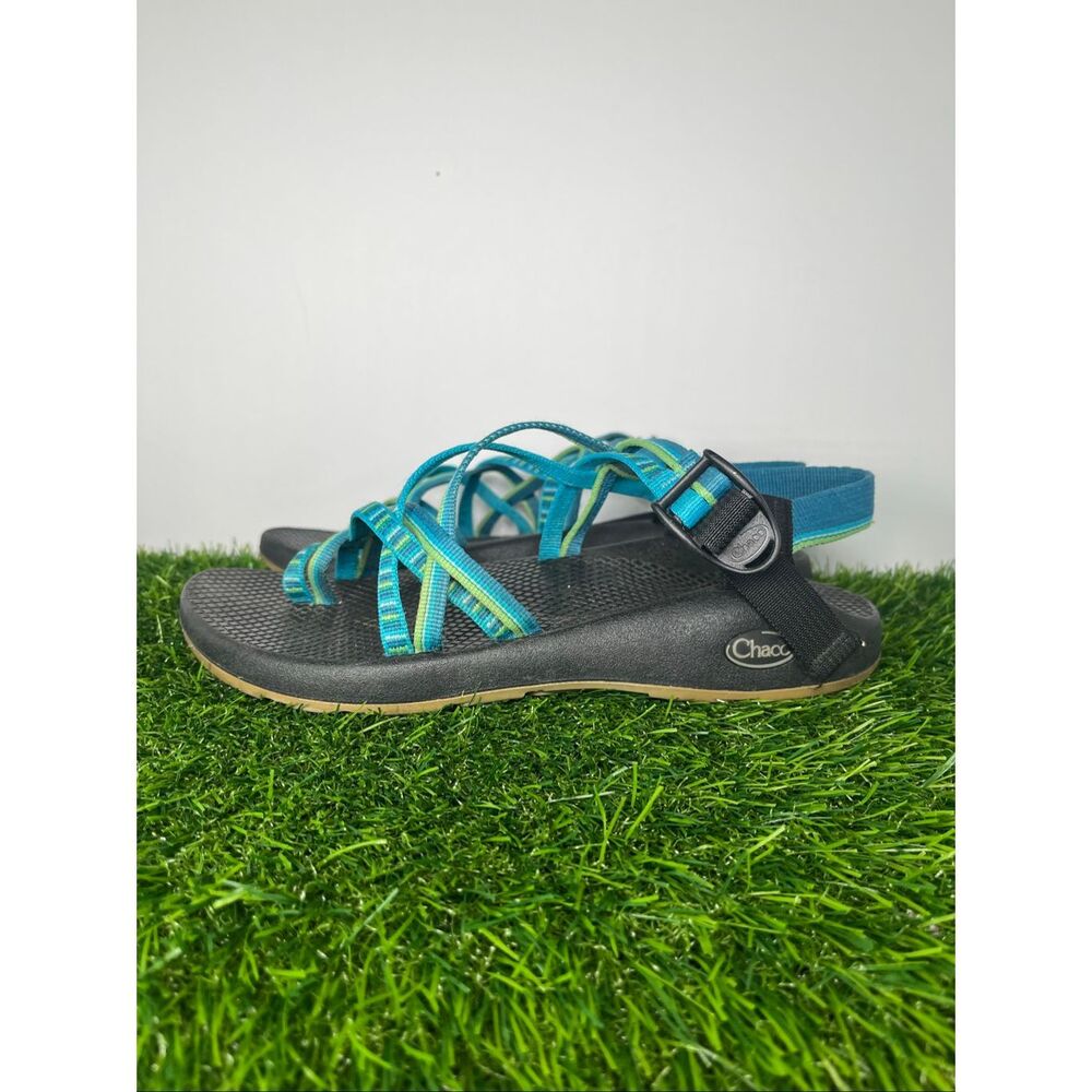 Chaco ZX Strappy Hiking Sandals Women’s Size 9 Blue Green Vibram Outdoor Sport